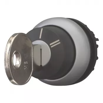 Eaton M22-WRS-X95 kľúčový otočný prepínač, 3-polohový, aretovaný, čierny plastový predný krúžok, kľúč X95 228026