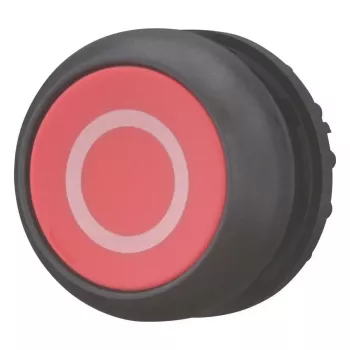 Eaton M22S-D-R-X0 ovládač tlačidla, zarovnaný, červený gombík, čierny plastový veniec, montáž 22,5 mm, IP66/IP67/IP69 216606