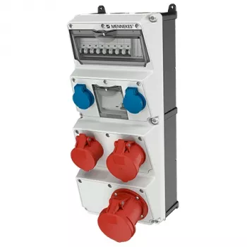 MENNEKES AMAXX kombinácia zásuviek 940010 - 32A CEE vstup, 6 zásuviek, FI-/LS ochrana, IP44