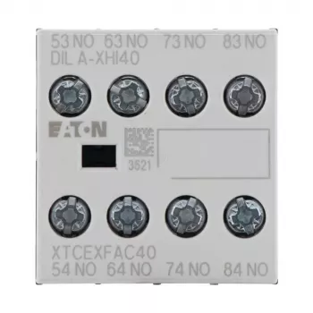 Eaton DILA-XHI40 pomocný kontaktný blok, 4 NO, čelná montáž, skrutkové svorky, čierna/biela 276428