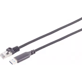 S CONN MAXIMUM CONNECTIVITY USB-A na RJ45 Gigabit Ethernet adaptérový kábel, 10m, hliník, čierna 14-52075