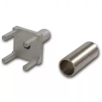 Telegärtner G07 PCB koaxiálny konektor samec, spájkovaný/krimpovaný spoj, 50 Ohm, pozlátený, pre RG-316/U, balenie 5 ks H01000A0087