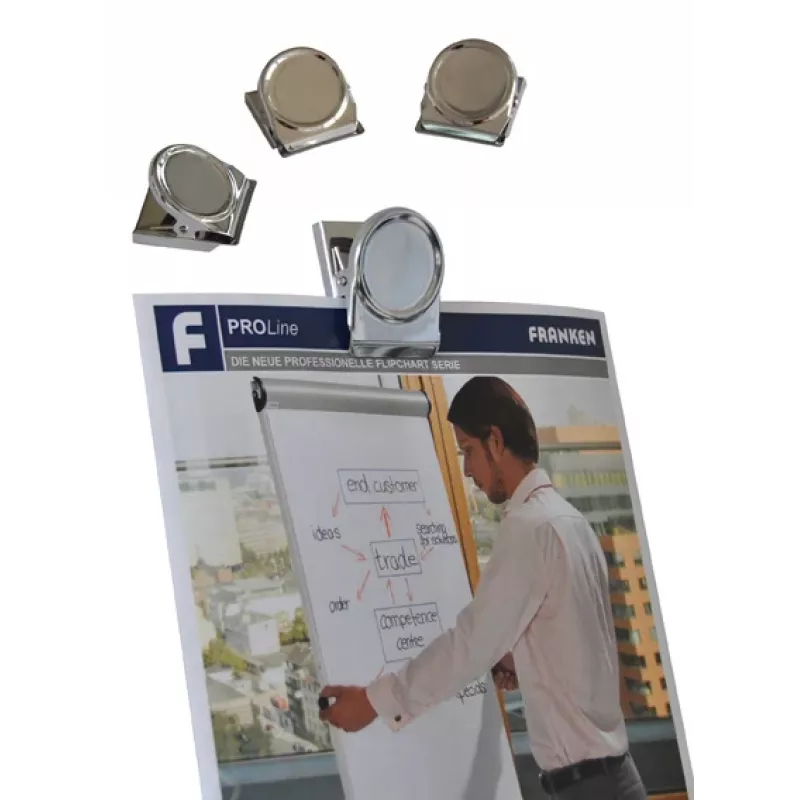 FRANKEN HMC35 magnetický klip, 40 x 35 mm, prídržná sila 500 g, strieborná