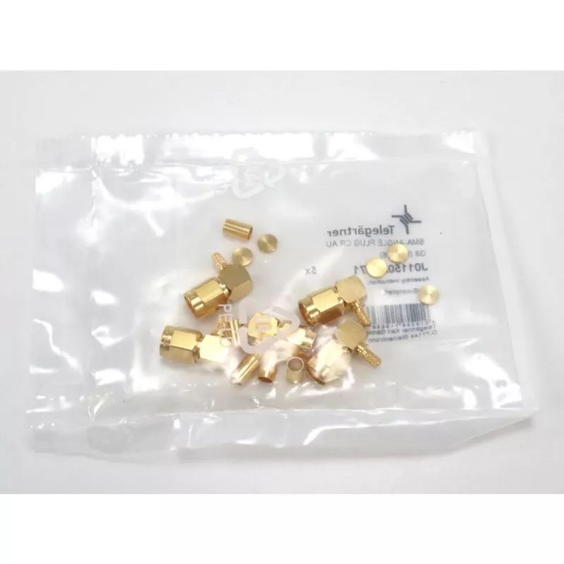 Telegärtner SMA zahnutý konektor samec krimpovaný pre RG-316, zlatý, balenie 5 ks (J01150A0071)