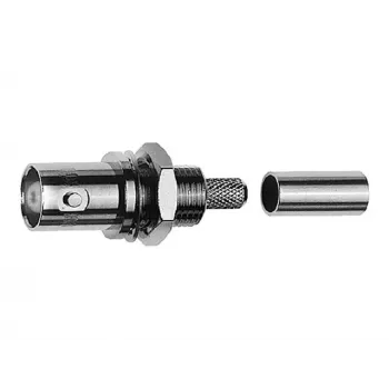 TELEGÄRTNER BNC zabudovateľná konektor samica krimp spojka 50 Ohm pre RG-223/U, RG-400/U, RG-142 B/U (J01001A0083)