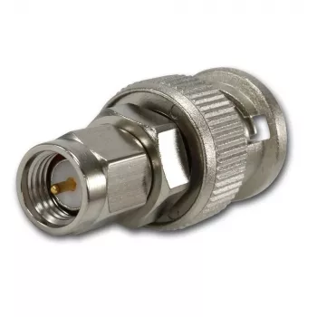 Telegärtner BNC konektor samec na SMA konektor samec koaxiálny adaptér, 50 Ohm, DC-4 GHz, poniklovaná mosadz J01008A0018