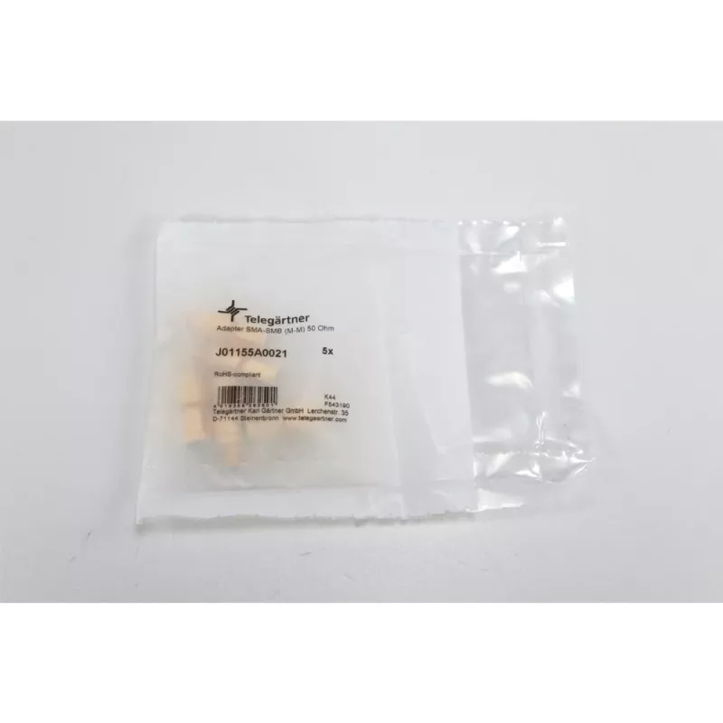 Telegärtner koaxiálny adaptér SMA konektor samec na SMB konektor samec 50 Ohm J01155A0021