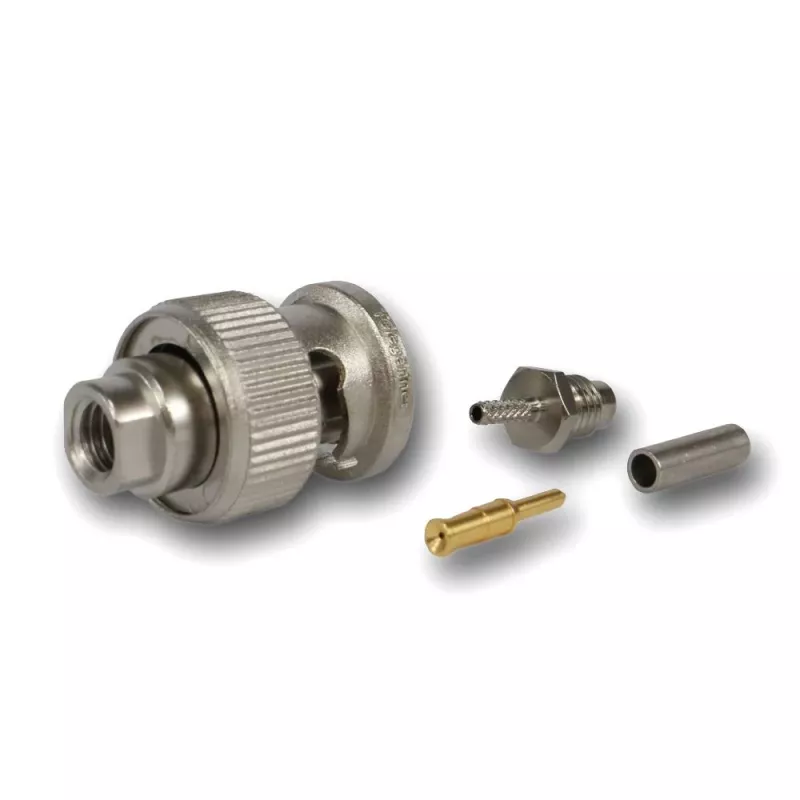 Telegärtner BNC konektor samec krimpovací 50 Ohm pre RG-178 B/U, rovný, niklovaný/zlatý, 1 ks