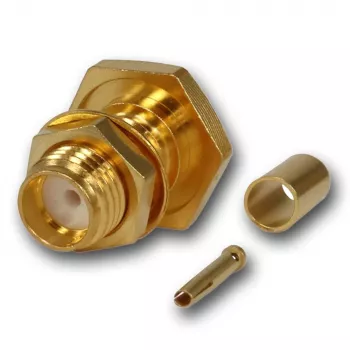 Telegärtner SMA konektor samica krimpovací zabudovateľný konektor samica pre RG-316/U, zlatý, 50 Ohm, DC-6 GHz J01151A0001Z