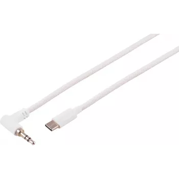 S CONN MAXIMUM CONNECTIVITY USB-C audio kábel, 3,5 mm zahnutý konektor samec, TRS, biela, 2 m (14-06036)