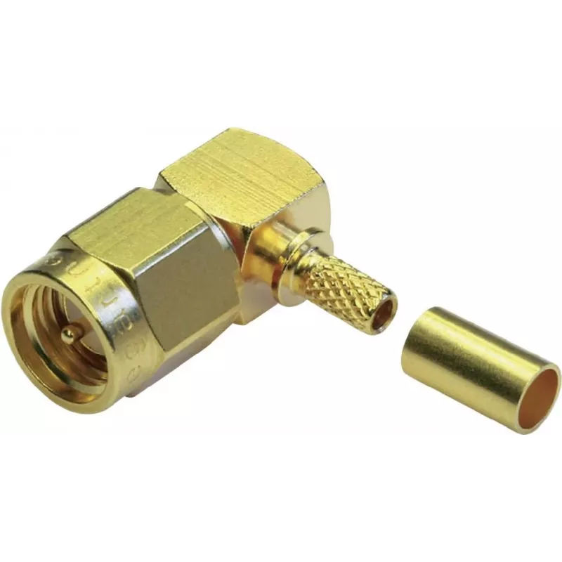 TELEGÄRTNER SMA zahnutý crimp konektor samec pre RG-58 C/U, zlatý, balenie 5 ks J01150A0091