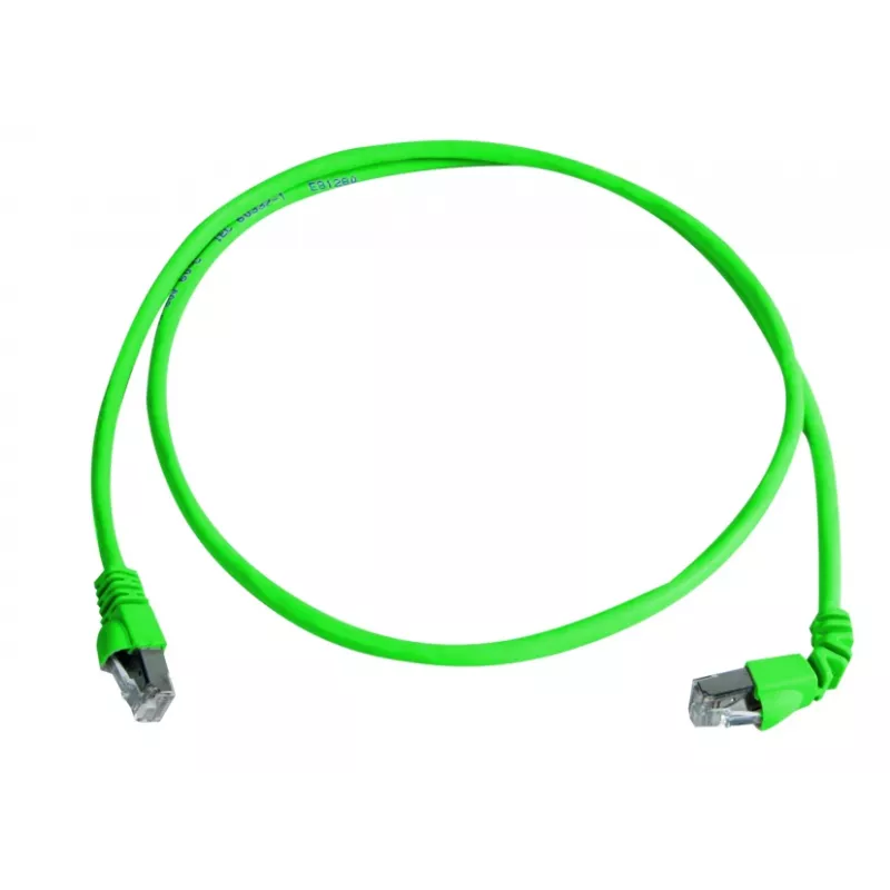 Telegärtner MP8 FS 500 Cat.6a SFTP patch kábel, RJ45 na RJ45, 2m, zelený, 90° konektor, bezhalogénový L00001A0156