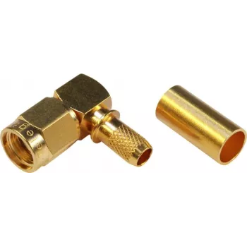 TELEGÄRTNER SMA Reverse Plug konektor, zahnutý, 50 Ohm, crimp/spájanie, pozlátený, J01150R0031