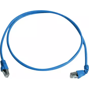 Telegärtner Cat 6A S/FTP patch kábel, PiMF, modrý, 2,0 m, jeden koniec zahnutý L00001A0159