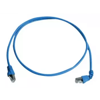 Telegärtner S/FTP Cat 6A patch kábel, PiMF, 3,0 m, modrý, jeden zahnutý RJ45, LSZH L00002A0177