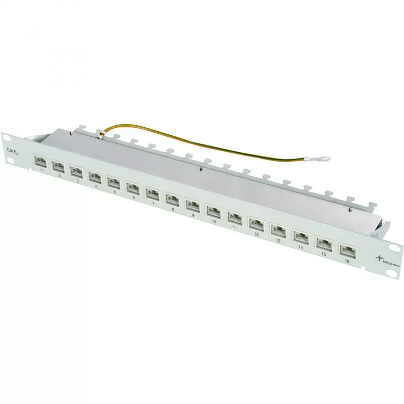 TELEGÄRTNER MPP16-HS 16-portový modulárny patch panel, 1U, svetlosivý RAL 7035 J02022A0050