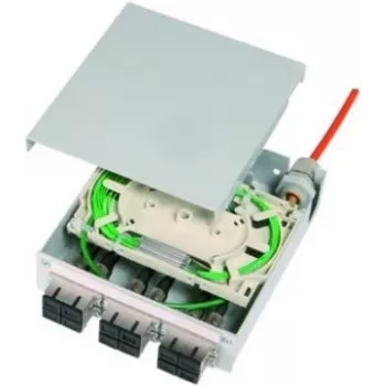 Telegärtner STX optický rozvádzač na DIN lištu, 6x ST Duplex multimode, 12x G50/125 OM2 pigtaily, spojovacia kazeta (H82050F0001)