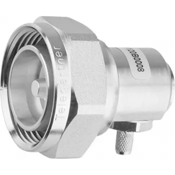 Telegärtner 7-16 DIN uhlový konektor samec, 50 Ohm, strieborný, svorkový spoj J01120C0010