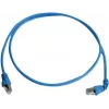 Telegärtner S/FTP Cat 6A patch kábel, PiMF, 1,0 m, modrý, jeden uhlový RJ45, LSZH, 10 Gbps L00000A0198