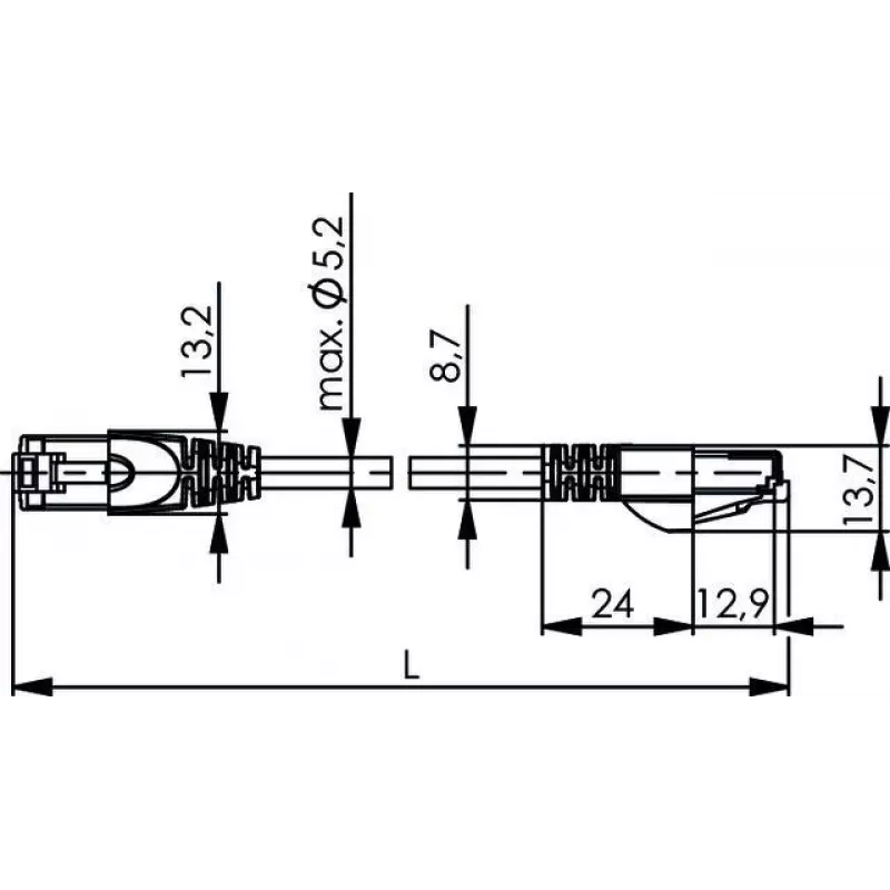 TELEGÄRTNER Cat.6A S/FTP LSZH patch kábel, 2m, modrý, RJ45, EIA/TIA 568B L00001A0289