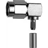 TELEGÄRTNER RP-SMA uhlový crimp konektor samec pre RG-58C/U, 50 Ohm, pozlátený
