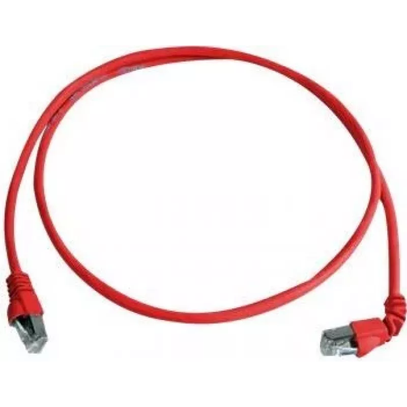 Telegärtner S/FTP Cat 6A patch kábel, PiMF, 1m, červený, jeden zahnutý konektor, LSZH L00000A0196
