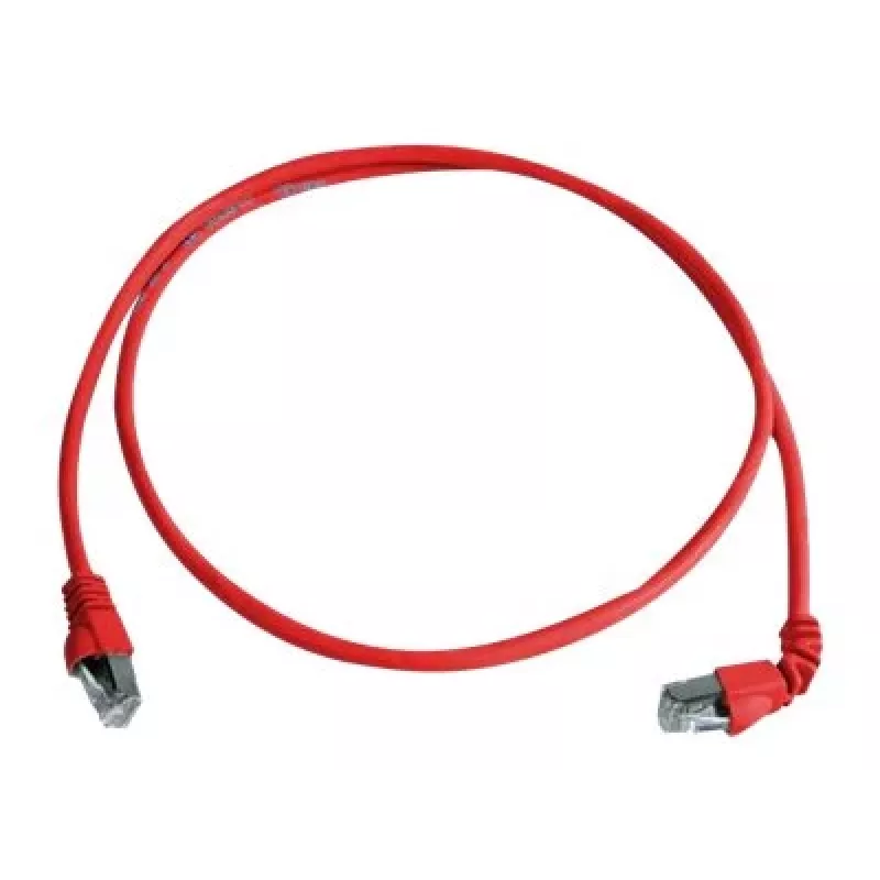 Telegärtner S/FTP Cat 6A patch kábel, PiMF, 1m, červený, jeden zahnutý konektor, LSZH L00000A0196