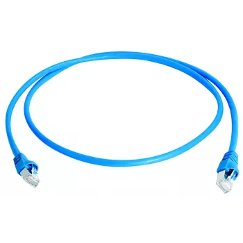 TELEGÄRTNER 100008091 RJ45 patch kábel, CAT 6a S/FTP, modrý, nehorľavý, s ochranou proti zlomeniu, 1 m