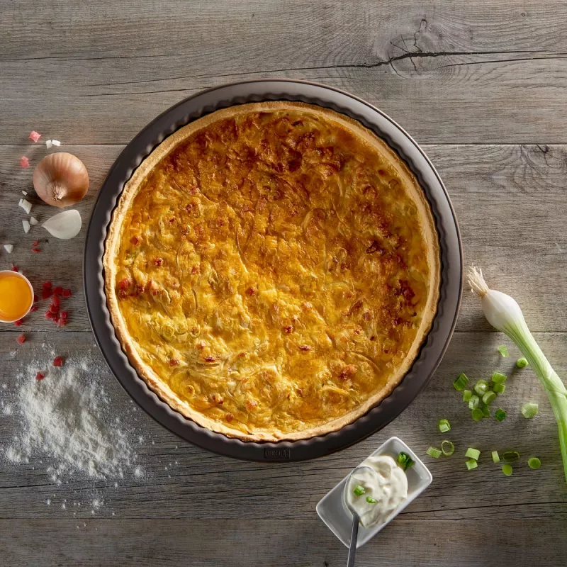 LURCH FlexiForm forma na quiche 26 cm s vyberateľným skleneným dnom, 100 % platinová silikón, Ø 30 x 4 cm, hnedá (85009)