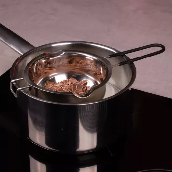 Lurch nerezová Bain-Marie miska na topenie, strieborná, 11 cm priemer, 350 ml, s výlevkou a hákom na hrniec (70276)
