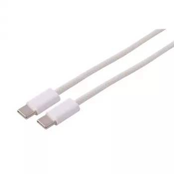 S CONN MAXIMUM CONNECTIVITY USB-C na USB-C nabíjací kábel, USB 2.0, 240W PD, pletený textil, biela, 2,5m (14-22256)