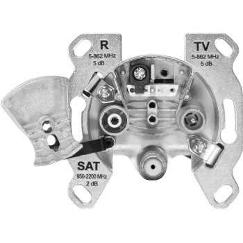TechniSat TECHNIPRO SV600 V2 3-dierová anténna nástenná zásuvka s DC diódovým oddelením (TV, rádio, SAT) 0004/3075