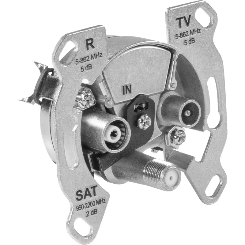 TechniSat TECHNIPRO SV600 V2 3-dierová anténna nástenná zásuvka s DC diódovým oddelením (TV, rádio, SAT) 0004/3075
