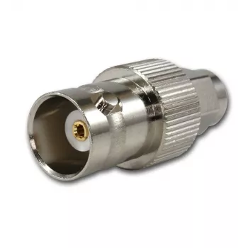 Telegärtner BNC konektor samica na SMA konektor samec HF koaxiálny adaptér, 50 Ohm, DC-4 GHz, poniklovaná mosadz, J01008A0025