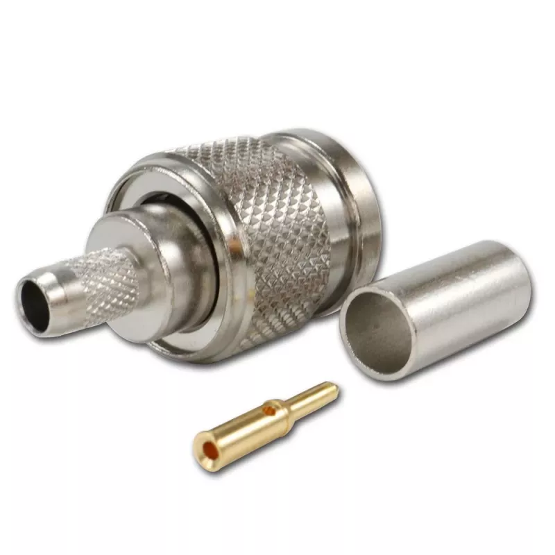 TELEGÄRTNER TNC priamy konektor samec pre RG-58 koaxiálny kábel, krimpovací/spájkovaný, 50 Ohm, DC-11 GHz