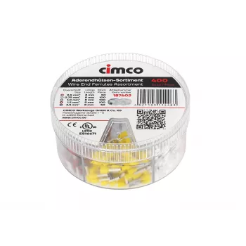 Cimco 187602 čiastočne izolovaná sada káblových koncoviek, 500 kusov, 0,5-2,5 mm², DIN 46228-4