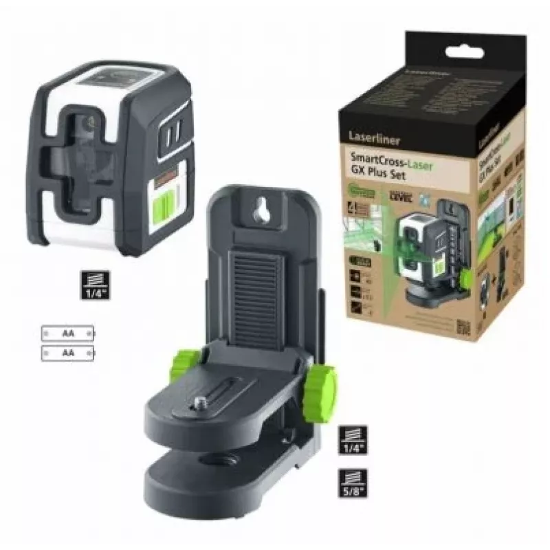 Laserliner SmartCross-Laser GX Plus Set zelený krížový líniový laser, max. dosah 40 m (036.732E)