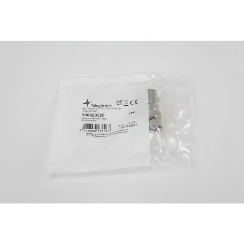 Telegärtner BNC krimpovací konektor samec pre RG214/U & RG393/U, 50 Ohm, 1 ks J01000A0060