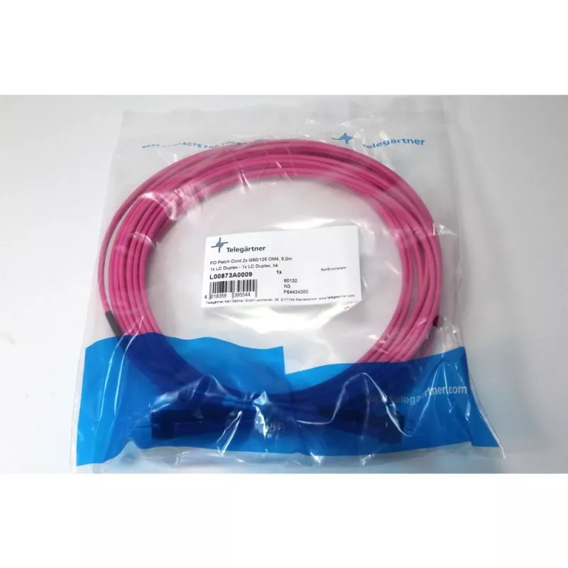 Telegärtner LC na LC multimode OM4 sklenené vlákno patch kábel, 5m, fialová