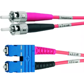 Telegärtner OM4 sklenené vlákno patch kábel ST na SC, 50/125µm multimode, 2m, aqua L00891A0079