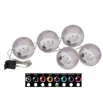 EUROPALMS LED snehová guľa 8 cm, orgovánová, balenie 5 ks 83501240