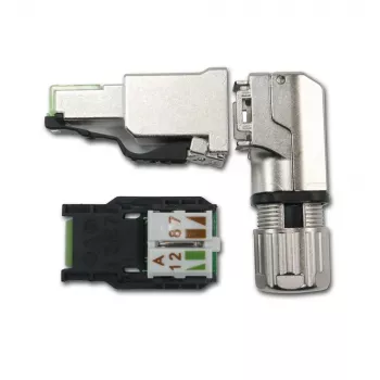 Telegärtner MFP8-4x90 Cat.6A konektor RJ45 na montáž v teréne, T568A, tienený, viacuhlový J00026A4004
