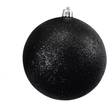EUROPALMS sada dekoračných gúľ 10 cm, čierna, glitter, 4 ks 83501268