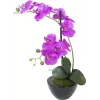 EUROPALMS umelá orchideová aranžmán 4, biela phalaenopsis v keramickom kvetináči, 60 cm 82530349