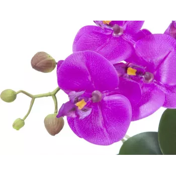 EUROPALMS umelá orchideová aranžmán 4, biela phalaenopsis v keramickom kvetináči, 60 cm 82530349