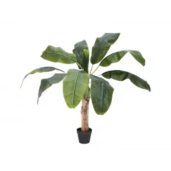 EUROPALMS umelá banánová rastlina, 100cm, zelené listy, čierny kvetináč 82509503