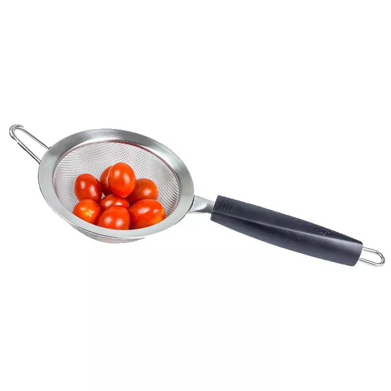 LURCH TANGO kuchynské sitko 9,5 cm, čierno-strieborné, jemné sitko z nerezu s plastovou rukoväťou 230240