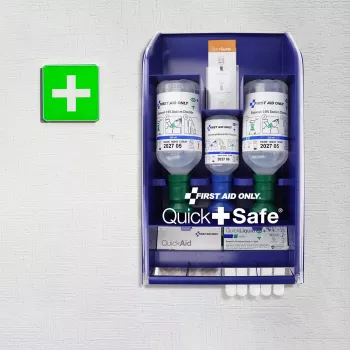 First Aid Only Quick+ Safe DIN EN 15154-4 lekárnička, modrá, nástenná montáž, ABS plast, DIN 13157 náplň P-44026 00