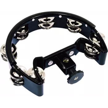 DIMAVERY polkruhový tamburína s držiakom, 16 párov cinkotadiel, čierna 26056685