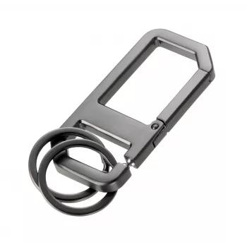 TROIKA ALVAR NERO kľúčenka s karabínou, gunmetal/čierna (KR26-05/GM)